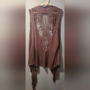 Y2K 2000s High-low Sleeveless Boho Cardigan W/Lace Back